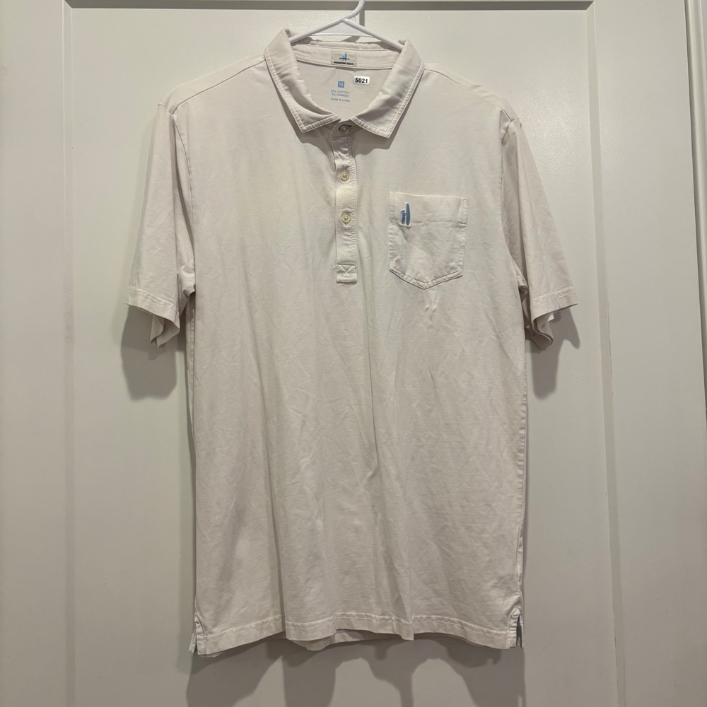 Johnnie-O Hangin' Out White Short Sleeve Polo Shirt Size 16 Cotton Blend
